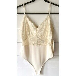NWT Ivory Lace Sheer Bodysuit Cami Romantic Girly rococo revival soft girl sexy